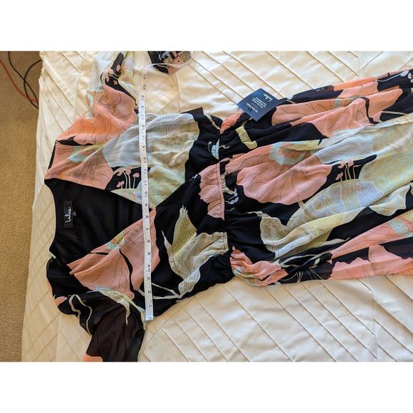 Lulu's wondrous water lilies black floral print maxi dress nwt sz S - Picture 7 of 7